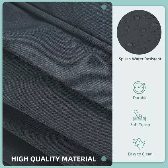 Outsunny Garden Rattan Sofa Cushion Polyester Cover Replacement Outdoor- No Cushion Included, Dark Grey - 5