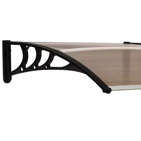 Outsunny Front Door Canopy Outdoor Awning Aluminium Rigid Plastic Polycarbonate Rain Shelter UV Water Rain Resistant 100 x 75cm Brown - 8