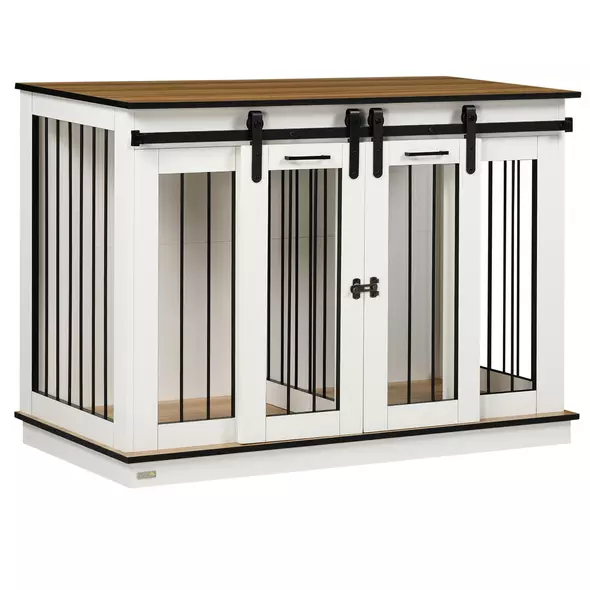 PawHut Dog Crate Furniture for Large Dogs, Double Dog Cage for Small Dogs - 1