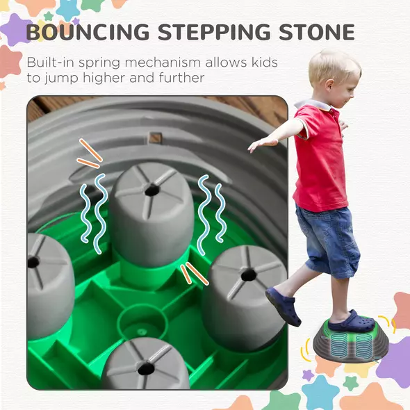 ZONEKIZ Kids Stepping Stones, 11 Pieces Balance River Stones for Obstacle Course, Stackable Non-Slip Starfish Shape, Sensory Play for Indoors, Outdoors - 5