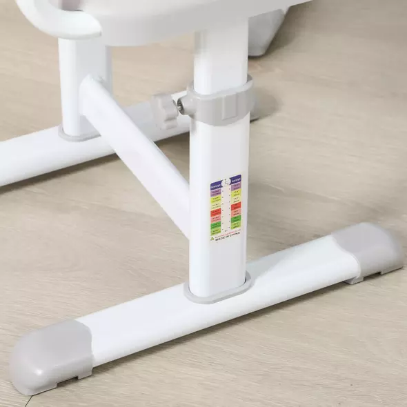 HOMCOM Kids Desk and Chair Set, Student Adjustable Writing Desk, with Drawer, Pen Slot, Hook - Grey - 9