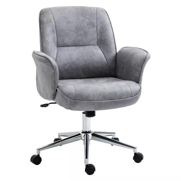 Vinsetto Swivel Computer Office Chair Mid Back Desk Chair for Home Study Bedroom, Light Grey - 1