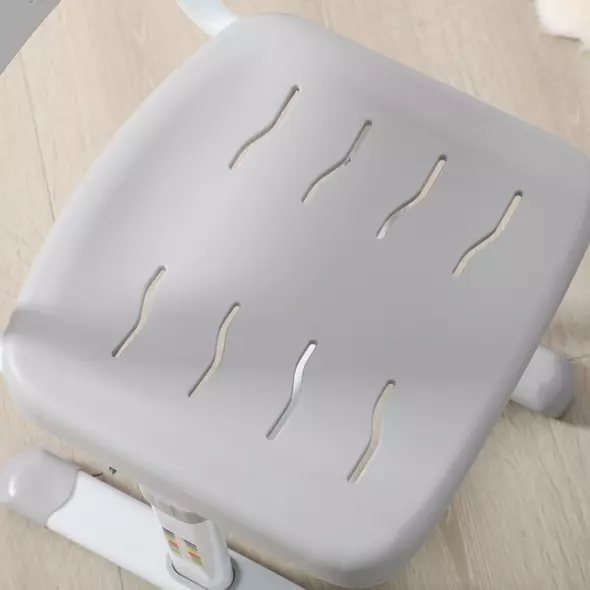 HOMCOM Kids Desk and Chair Set, Student Adjustable Writing Desk, with Drawer, Pen Slot, Hook - Grey - 8