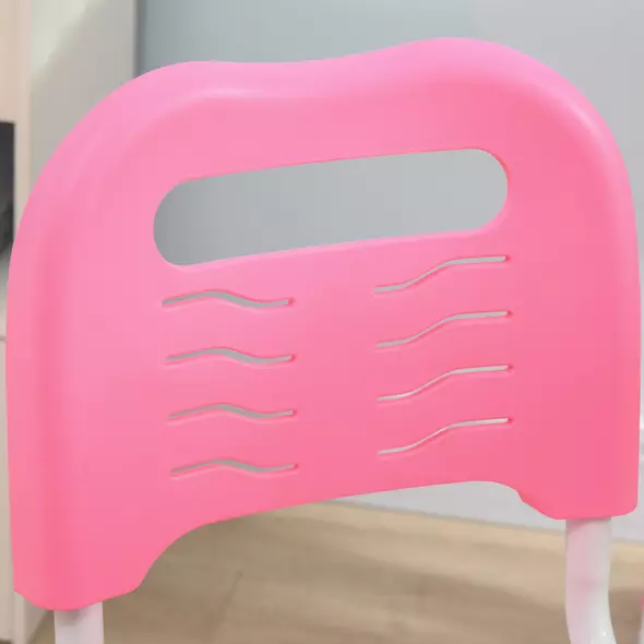 HOMCOM Kids Desk and Chair Set, Student Adjustable Writing Desk, with Drawer, Pen Slot, Hook - Pink - 8