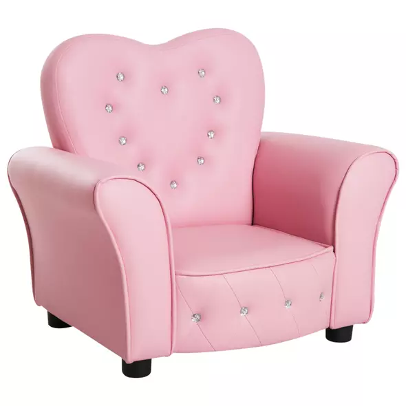 HOMCOM Kids Armchair Toddler Chair Seating Relax Playroom Seater Girl Princess Pink - 1