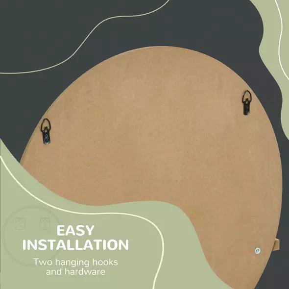 kleankin 45cm Round Home Mirror, with Shelf - Natural Wood Effect - 6