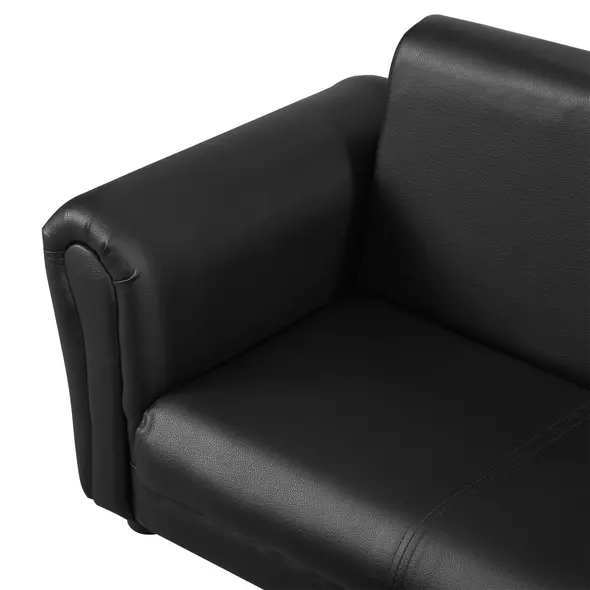 HOMCOM Kids Sofa Bed Kids Twin Sofa Toddler Chair 2 Seater Kids Twin Sofa Chair Boys Girls Couch w/ Footstool (Black) - 9
