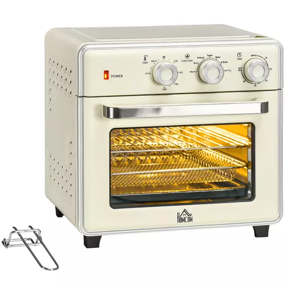 HOMCOM 20L 90-230℃ Mini Electric Oven - Cream - 1