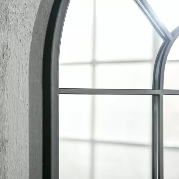 HOMCOM 90 X 61cm Arched Grid Mirror - White - 8