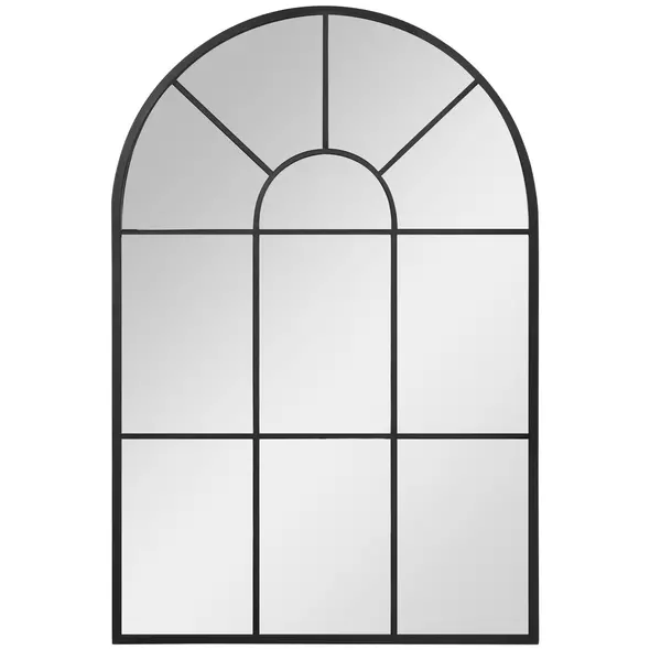 HOMCOM 90 X 61cm Arched Grid Mirror - White - 1