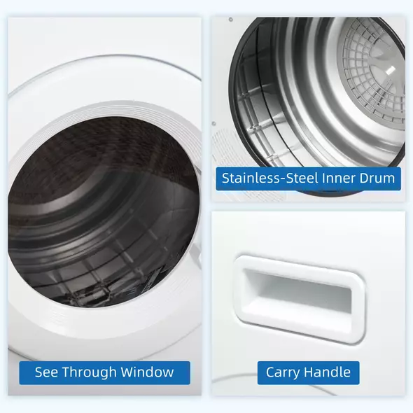 HOMCOM 6kg Countertop Tumble Dryer, with Seven Programmers, White - 5