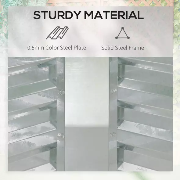 Outsunny Raised Garden Bed with Greenhouse, Steel Planter Box with Plastic Cover, Roll Up Window, Dual Use for Flowers, Vegetables, Fruits and Herbs, 185L x 95W x 92H cm, Green - 5