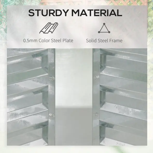 Outsunny Raised Garden Bed with Greenhouse, Steel Planter Box with Plastic Cover, Roll Up Window, Dual Use for Flowers, Vegetables, Fruits and Herbs, 185L x 95W x 92H cm, Green - 5