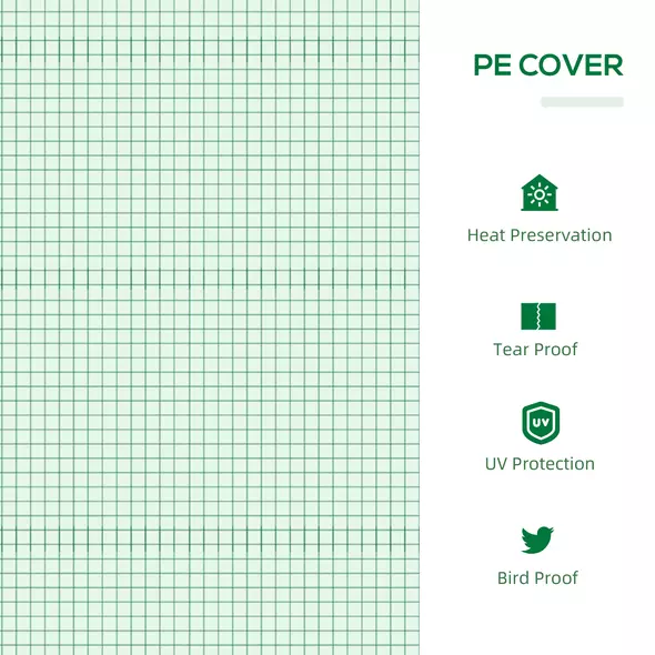 Outsunny Mini Greenhouse, Small Plant Grow House for Outdoor with Durable PE Cover, Observation Windows, 180 x 60 x 60 cm, Green - 4