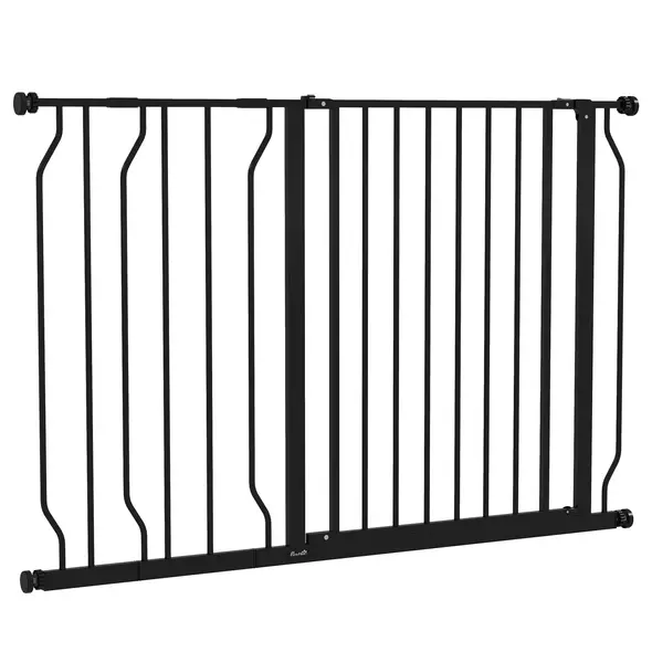 PawHut Wide Dog Safety Gate, with Door Pressure, for Doorways, Hallways, Staircases - Black - 1