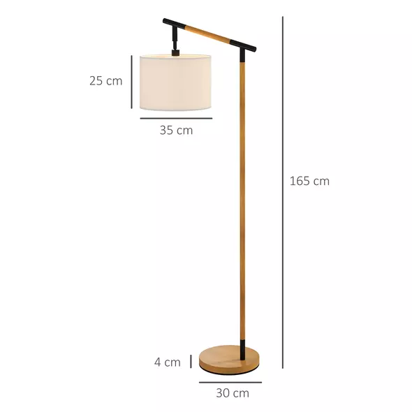 HOMCOM Metal Frame Floor Lamp with 350 Degree Rotating Lampshade, for Living Room and Bedroom, LED Bulb Included, Brown - 3