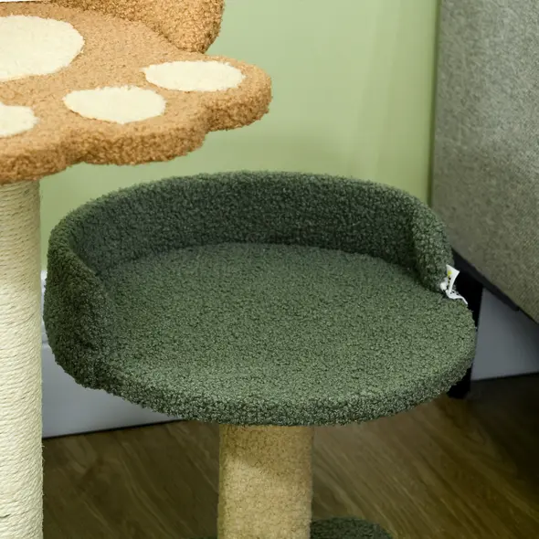 PawHut 52cm Small Cat Tree for Indoor Cats, Scratching Posts with Two Beds, Toy Ball - 8
