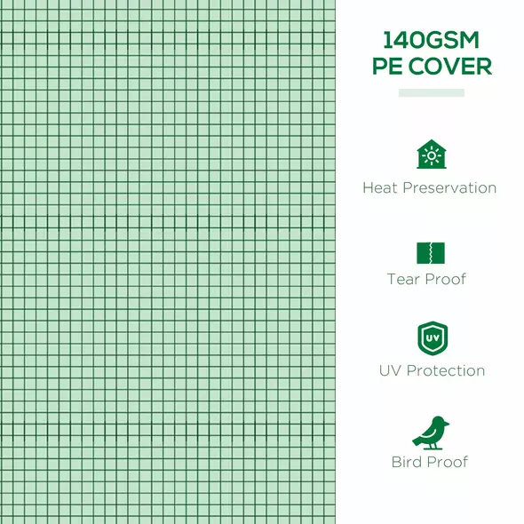 Outsunny Mini Greenhouse, Portable Tunnel Green House, Green Grow House Steel Frame with 5 Mesh Windows, 3 M, Green - 4