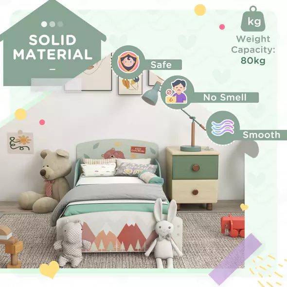 ZONEKIZ Toddler Bed Frame, Kids Bedroom Furniture for Ages 3-6 Years, Green - 6