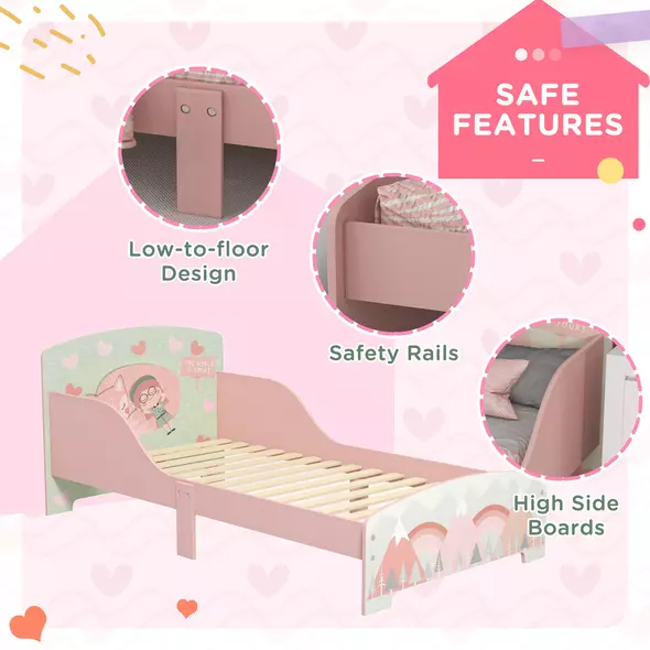 ZONEKIZ Toddler Bed Frame, Kids Bedroom Furniture for Ages 3-6 Years, Pink - 5