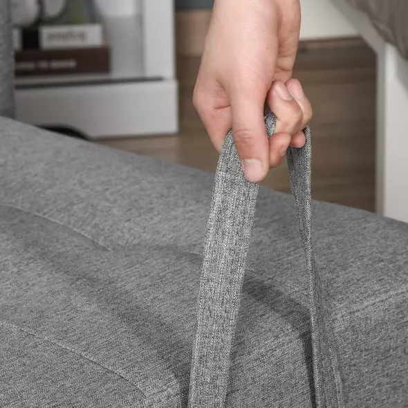 HOMCOM 3-In-1 Single Chair Bed with Adjustable Backrest, Pillow and Footrest for Living Room, Grey - 9