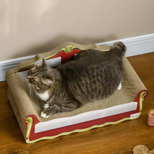 PawHut Cat Cardboard Scratcher, Lounge Sofa Bed with Catnip, 58 x 29.5 x 29cm - 7