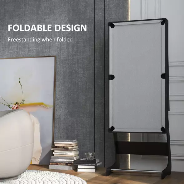 SPORTNOW 3.5ft Folding Pool Table, Snooker Table with Two Cues, 16 Balls, Chalk, Triangle, Brush - Grey - 3