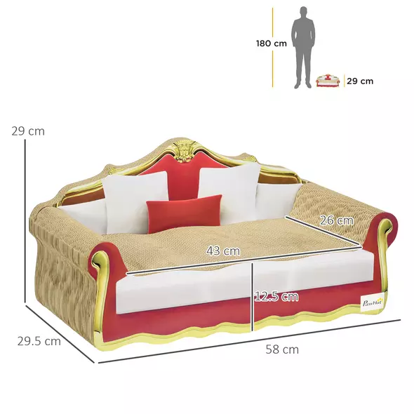 PawHut Cat Cardboard Scratcher, Lounge Sofa Bed with Catnip, 58 x 29.5 x 29cm - 3