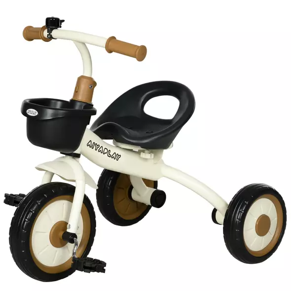 AIYAPLAY Kids Trike, Tricycle, with Adjustable Seat, Basket, Bell, for Ages 2-5 Years - White - 1