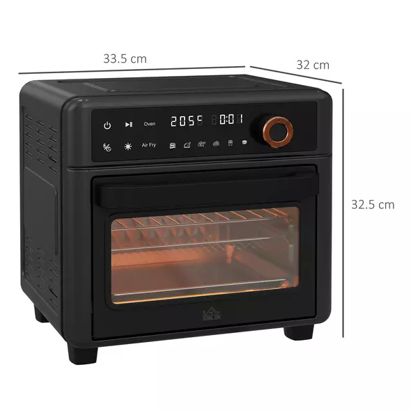 HOMCOM Air Fryer Oven, 13L Mini Oven, Multifunction Countertop Convection Oven w/ 12 Presets, Adjustable Temp and Time, 1500W - 3