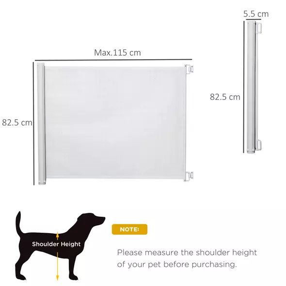 PawHut Retractable Stair Gate,  Dog Pet Barrier, for Doorway, Staircase, Hallway - White - 3