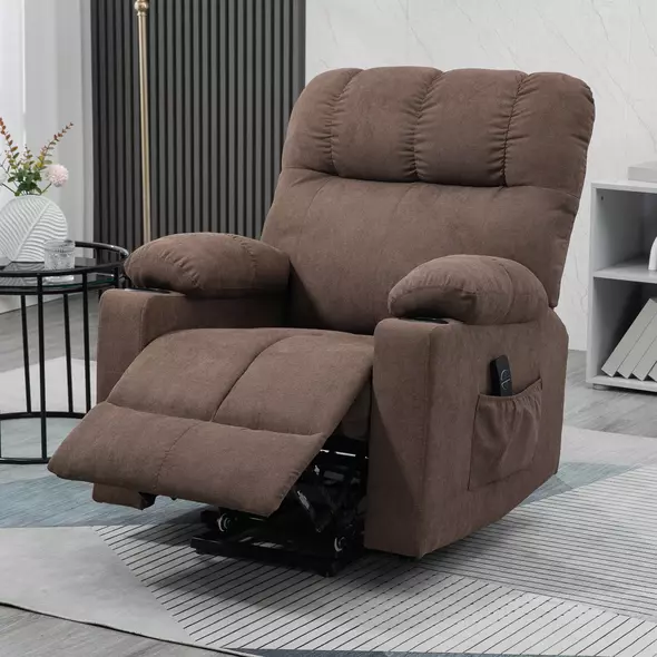 HOMCOM Electric Riser and Recliner Chair for Elderly, Power Lift Recliner Chair with Remote Control, Dark Brown - 9