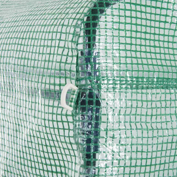 Outsunny Polytunnel Greenhouse Walk-in Grow House Tent with Roll-up Sidewalls, Zipped Door and 8 Windows, 4x3x2m Green - 9