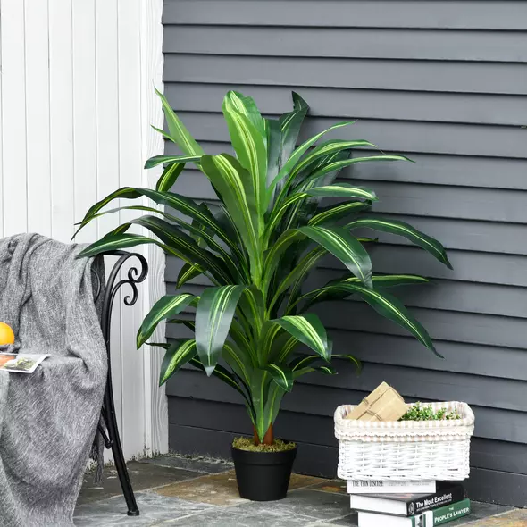 Outsunny Set of Two Artificial Dracaena Plants - 7