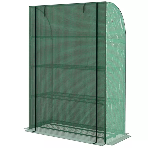 Outsunny 4 Tier Mini Greenhouse with Reinforced PE Cover, Portable Indoor Outdoor Green House with Roll-up Door and Wire Shelves, 170H x 120W x 50Dcm, Green - 1