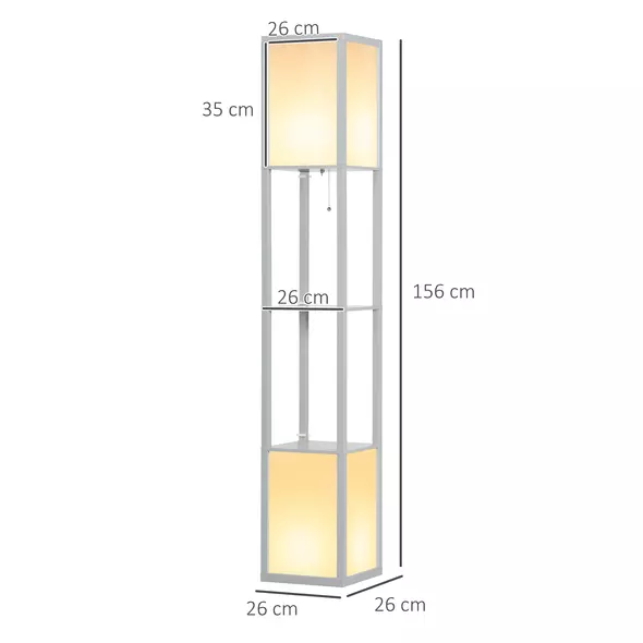 HOMCOM Modern Shelf Floor Lamp with Dual Ambient Light, Standing Lamp Living Room, Bedroom, 156cm, Grey - 3