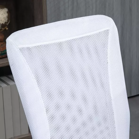Vinsetto Computer Desk Chair, Mesh Office Chair with Adjustable Height and Swivel Wheels, Armless Study Chair, White - 8