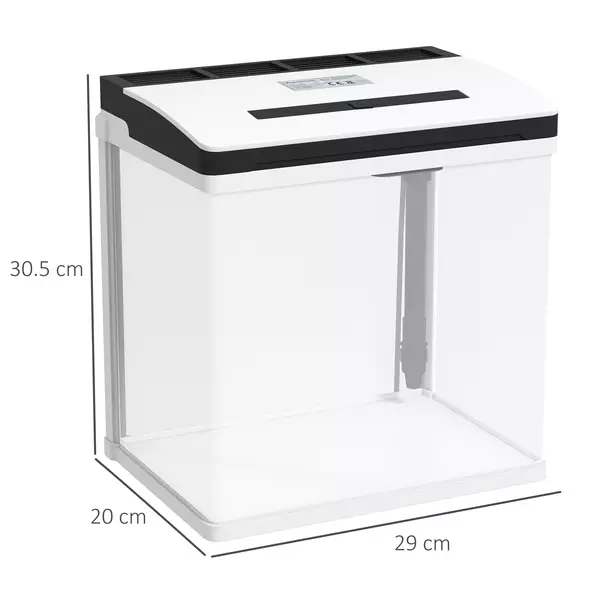 PawHut 13L Glass Aquarium Fish Tank with Filter, LED Lighting, for Betta, Guppy, Mini Parrot Fish, Shrimp, 29 x 20 x 30.5cm - 3