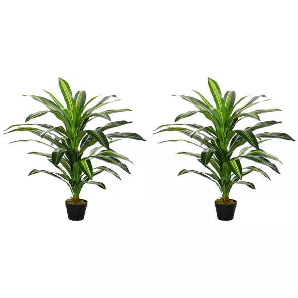 Outsunny Set of Two Artificial Dracaena Plants - 1