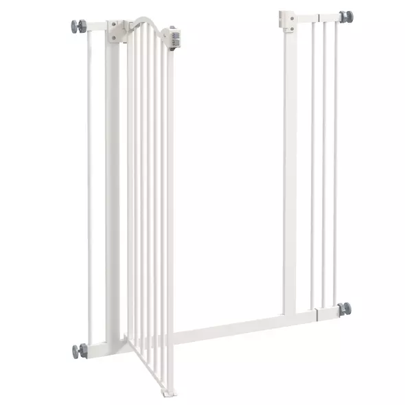 PawHut Metal Pet Safety Gate Dog Gate Folding Fence 74-87cm, White - 8