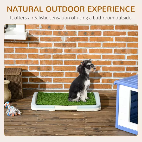PawHut Puppy Training Pad, Indoor Portable Puppy Pad, with Artificial Grass, Grid, Panel, Tray, 63 x 48.5cm - 4
