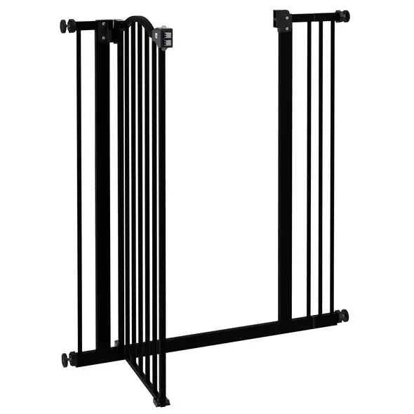 PawHut Metal Pet Safety Gate Dog Gate Folding Fence 74-87cm, Black - 8