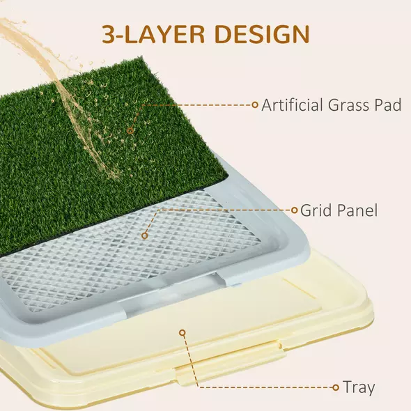 PawHut Puppy Training Pad, Indoor Portable Puppy Pad, with Artificial Grass, Grid, Panel, Tray, 63 x 48.5cm - 5