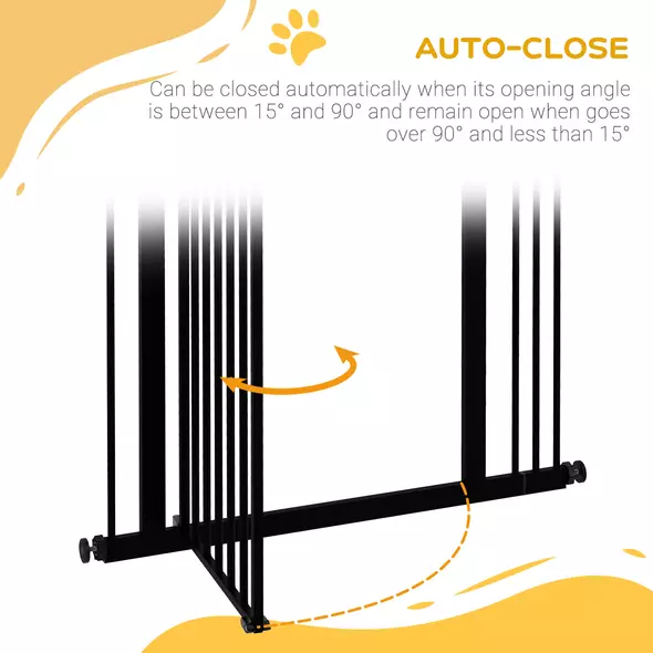 PawHut Metal Pet Safety Gate Dog Gate Folding Fence 74-87cm, Black - 5