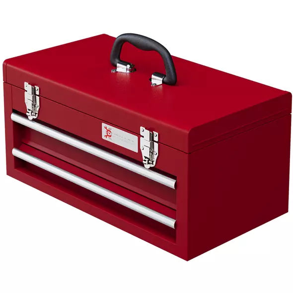 DURHAND Lockable Metal Tool Box, 2 Drawer Tool Chest with Latches, Handle, Ball Bearing Runners, Red - 1