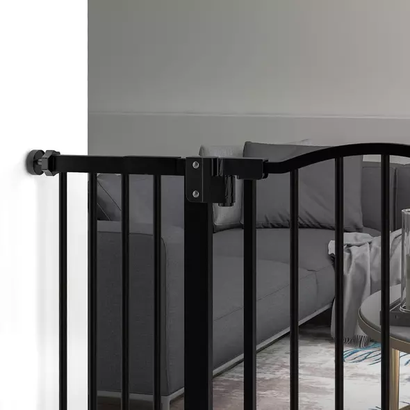PawHut Pressure Fit Dog Stair Gate No Drilling Safety Gate Auto Close for Doorways, Hallways, 74-94cm Adjustable, 94cm Tall, Black - 8