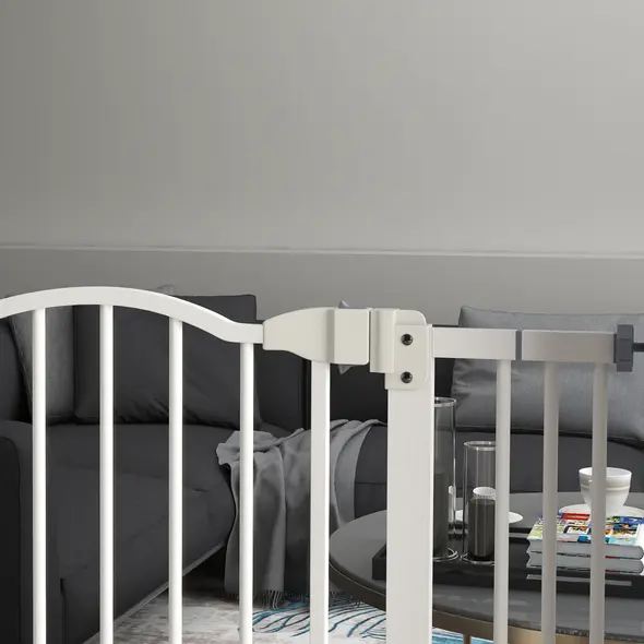 PawHut Pressure Fit Dog Stair Gate No Drilling Safety Gate Auto Close for Doorways, Hallways, 74-100cm Adjustable, 94cm Tall, White - 8