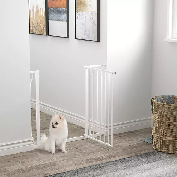 PawHut Wide Dog Safety Gate, with Door Pressure, for Doorways, Hallways, Staircases - White - 2