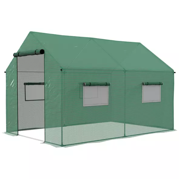 Outsunny Polyethylene Walk-in Polytunnel Greenhouse, 2 x 3(m), Green - 1