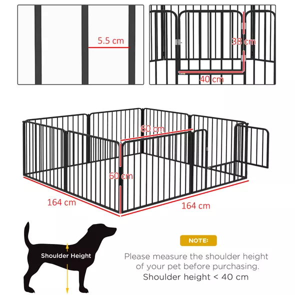 PawHut 60cm 8 Panels Heavy Duty Dog Pen, Pet Playpen for Indoors, Outdoors, Small Dogs - 3